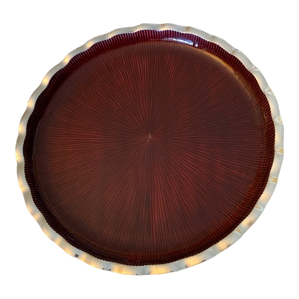 Simply Designz Burgundy and Silver Serving Plate - Elegant for Holidays